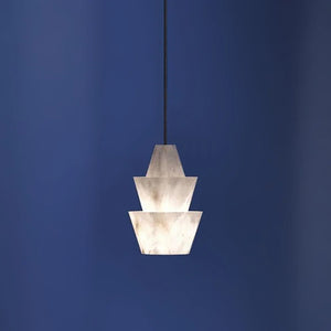 Modern Stacked Conical Alabaster Pendant Light