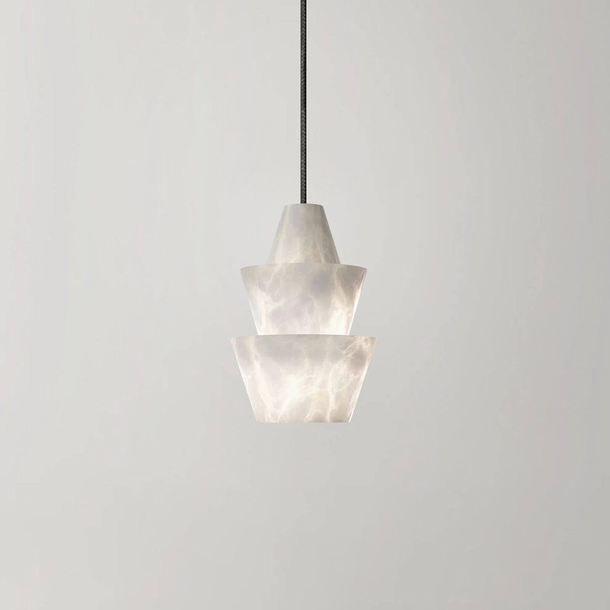 Modern Stacked Conical Alabaster Pendant Light