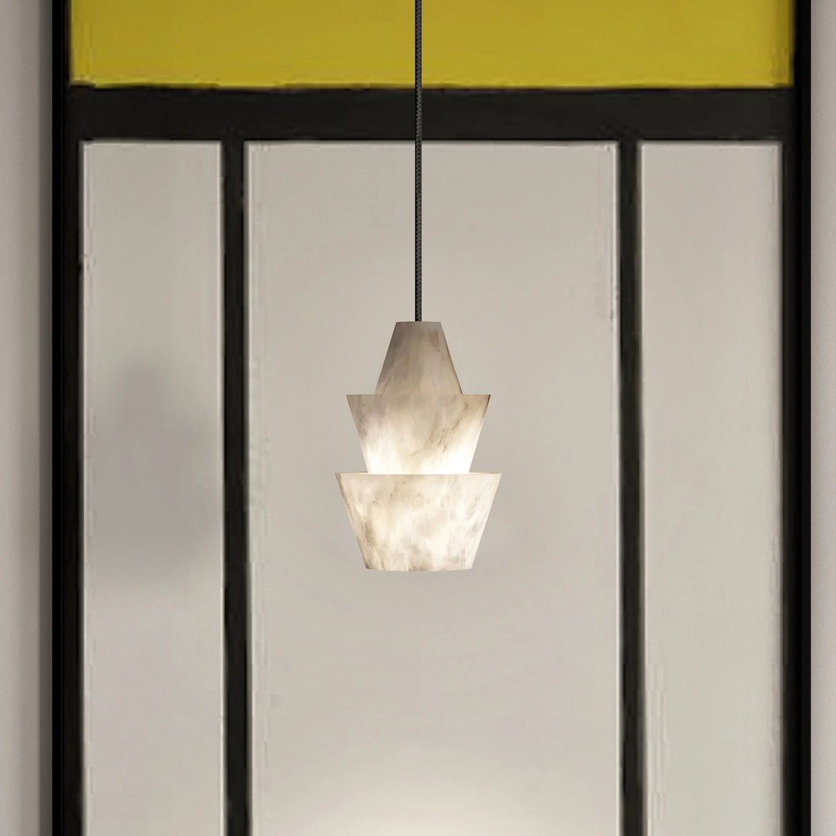 Modern Stacked Conical Alabaster Pendant Light