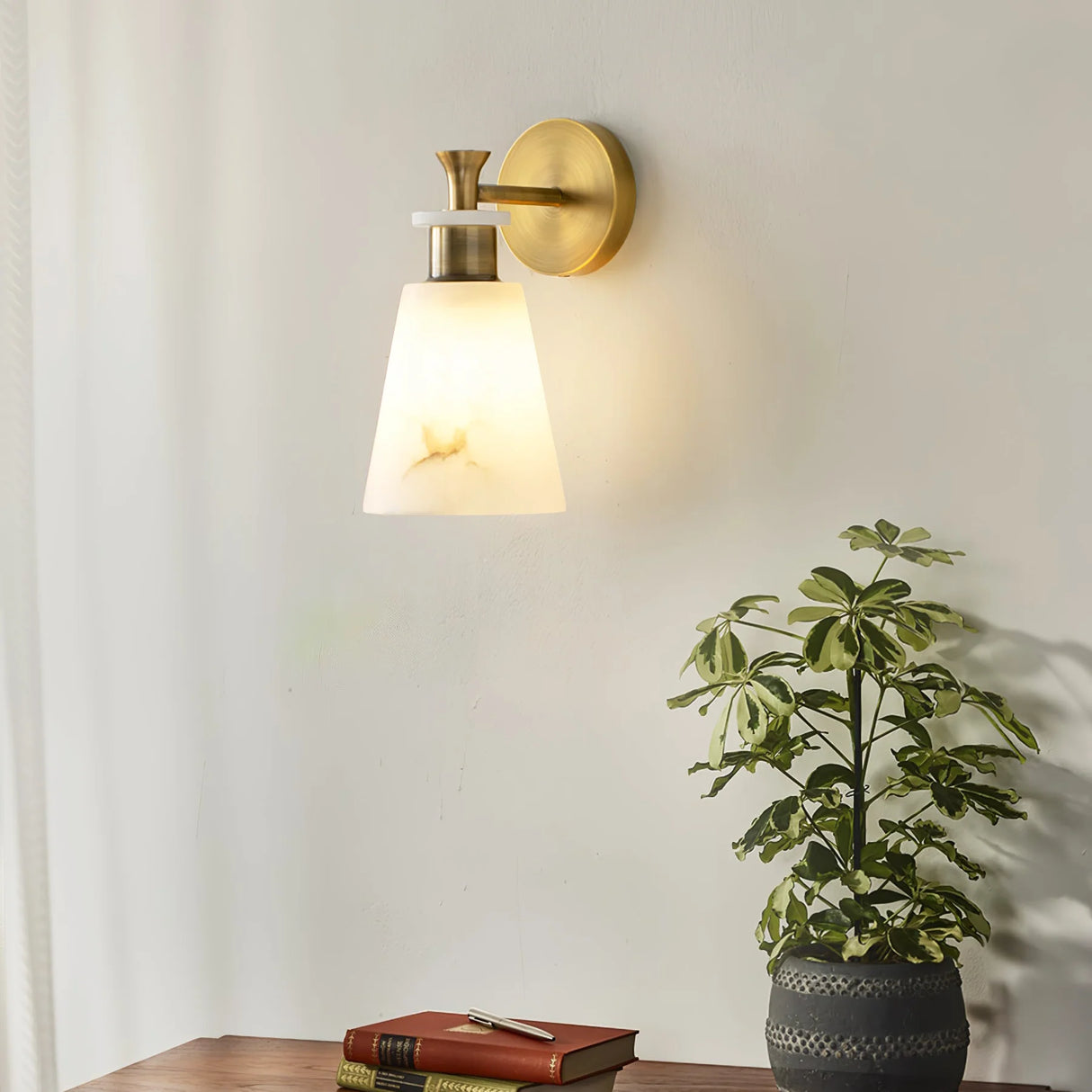 Conical Tapered Alabaster Wall Sconce