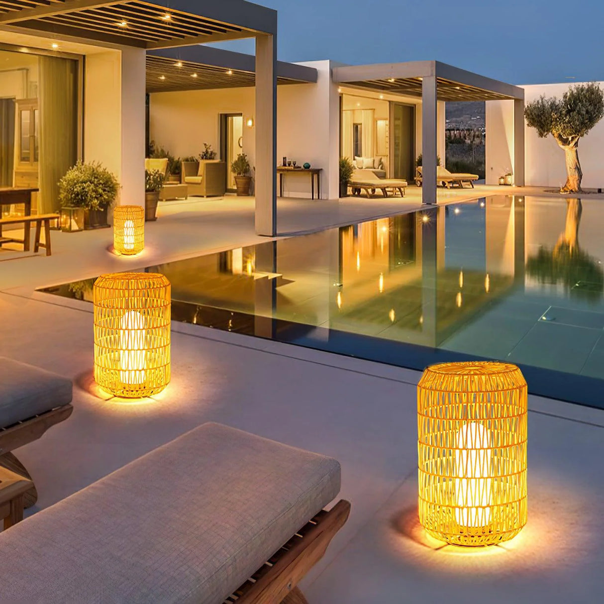 Modern Woven Rattan Outdoor Lamp