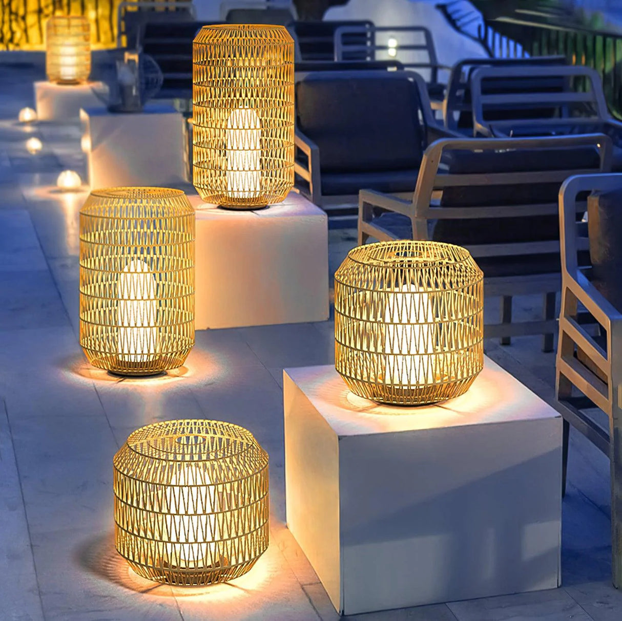 Modern Woven Rattan Outdoor Lamp