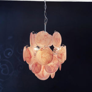 Vintage Murano Pink Glass Chandelier