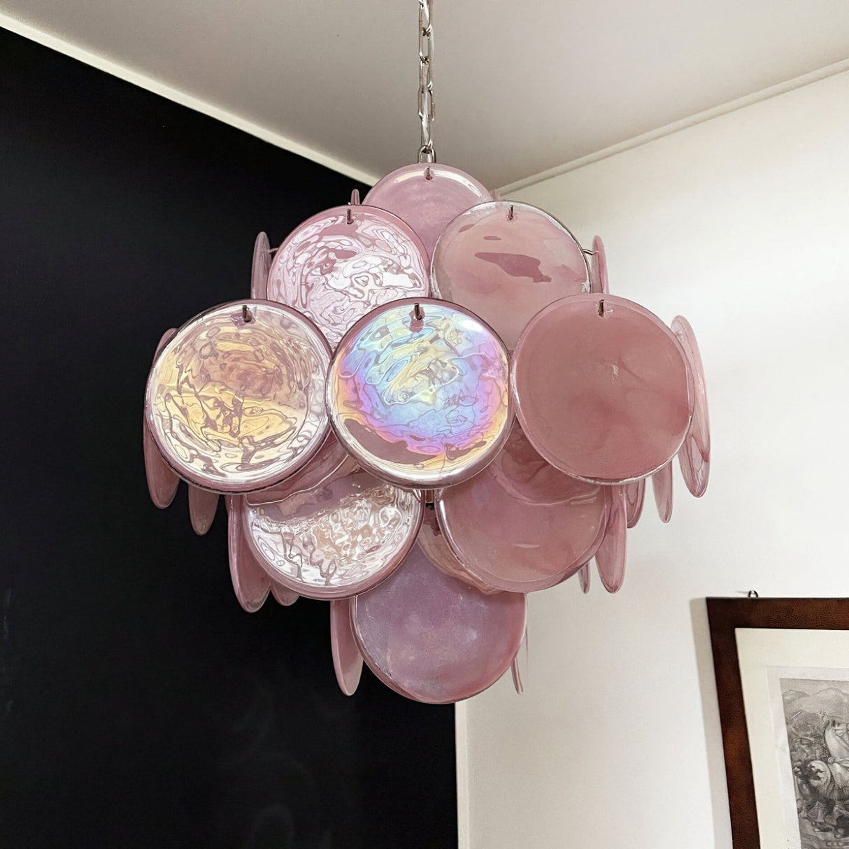 Vintage Murano Disc Glass Chandelier