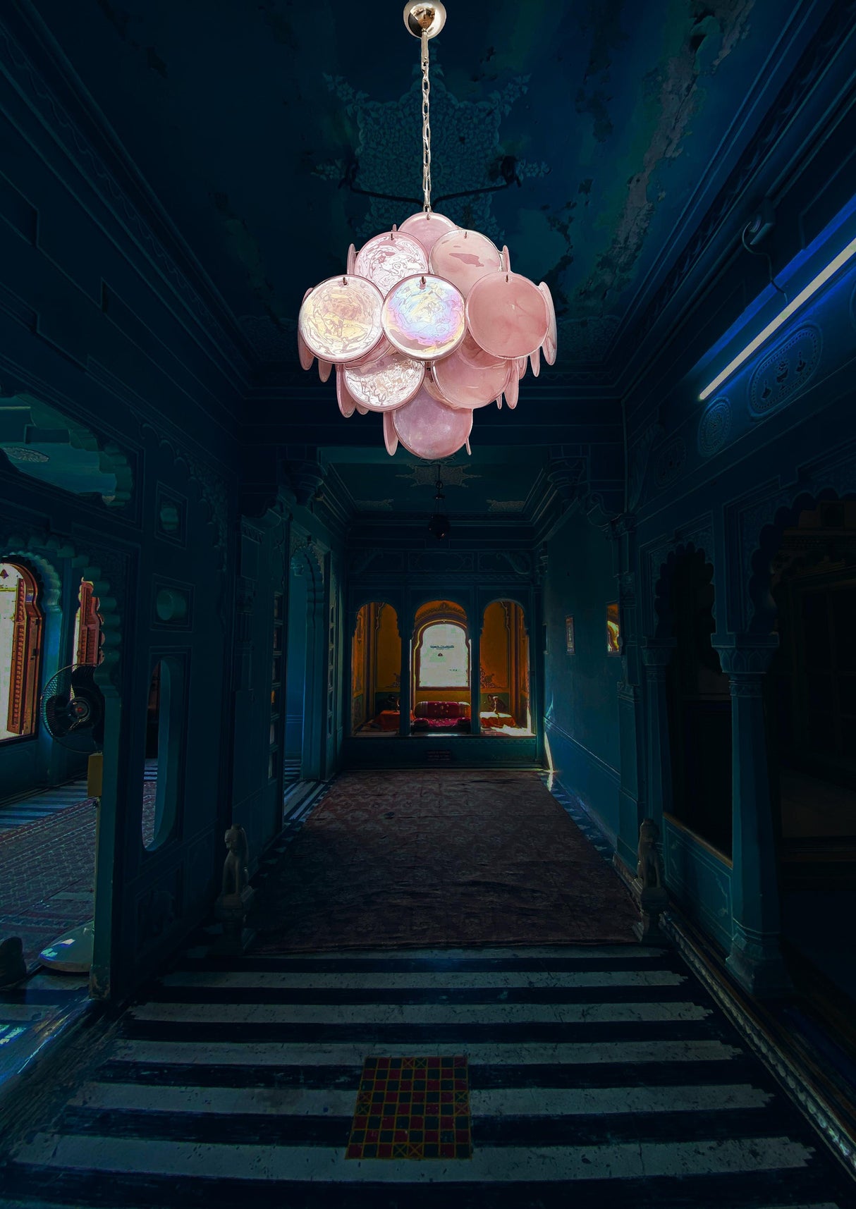 Vintage Murano Disc Glass Chandelier