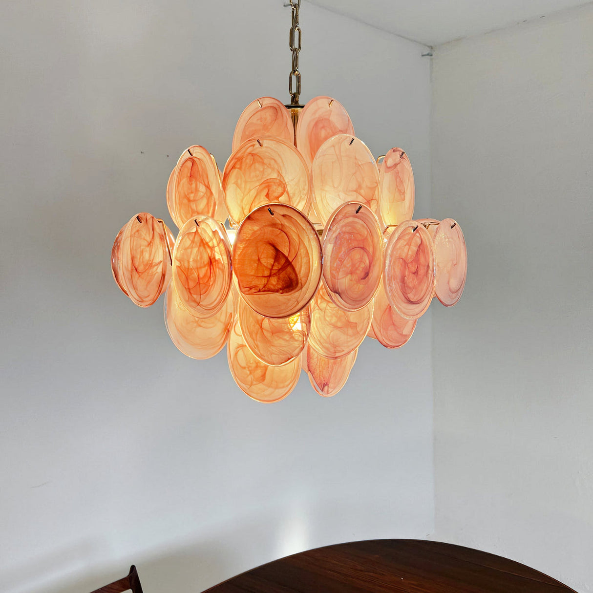 Vintage Murano Disc Glass Chandelier