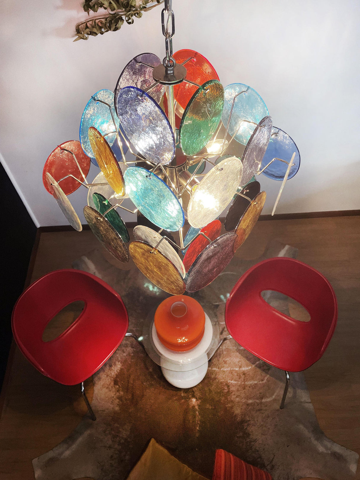 Vintage Murano Multicolored Disc Chandelier