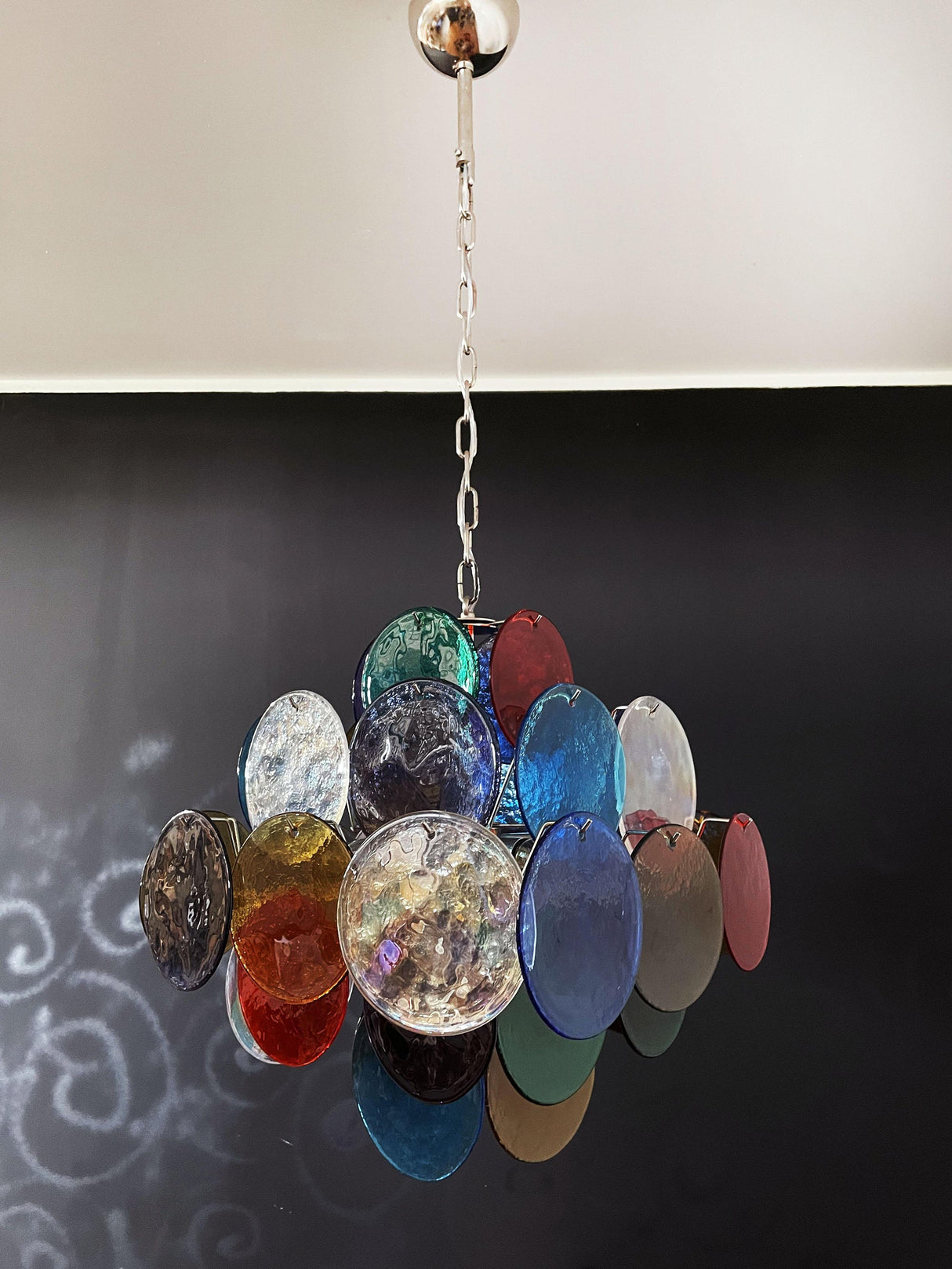 Vintage Murano Multicolored Disc Chandelier