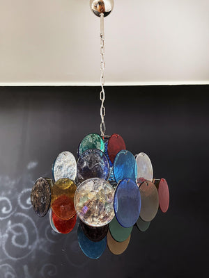 Vintage Murano Multicolored Disc Chandelier