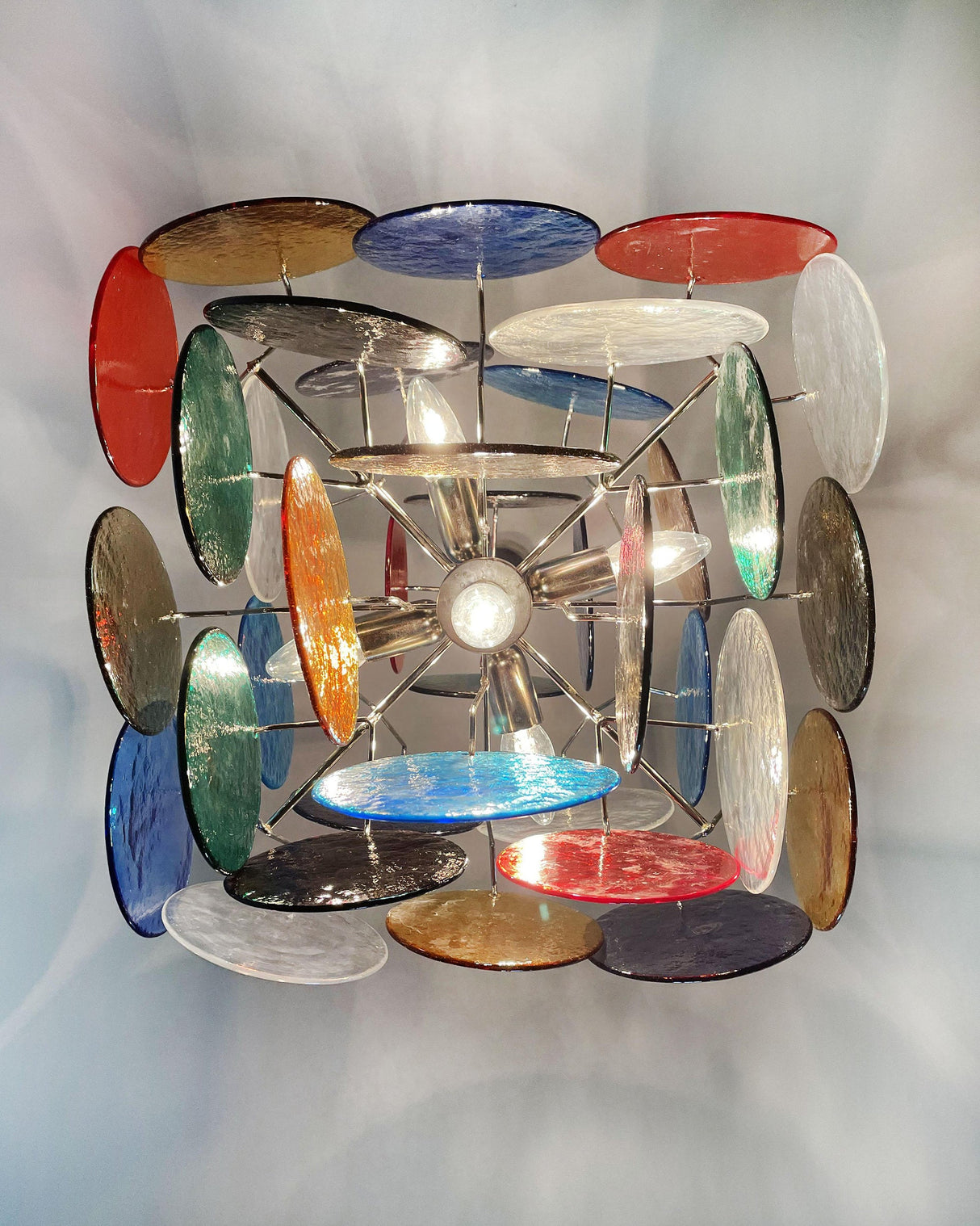 Vintage Murano Multicolored Disc Chandelier
