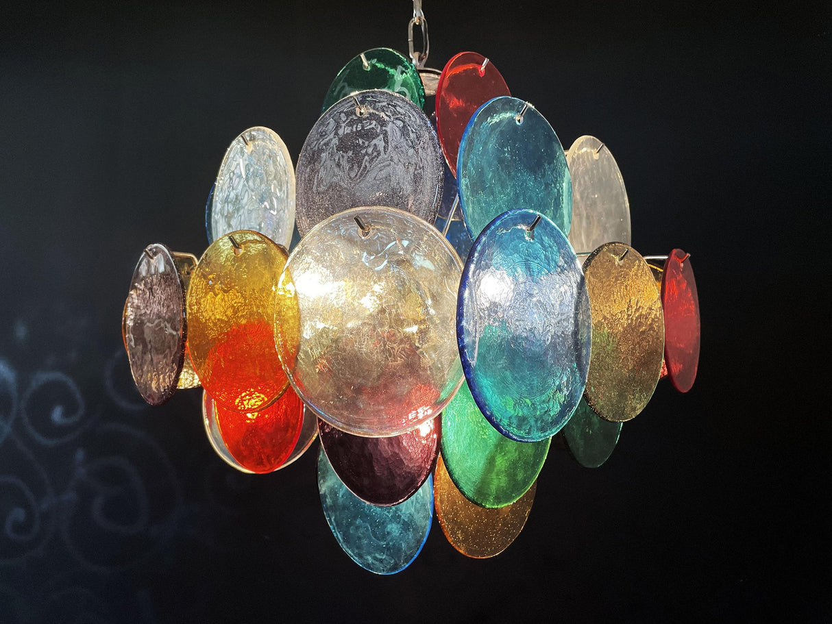 Vintage Murano Multicolored Disc Chandelier