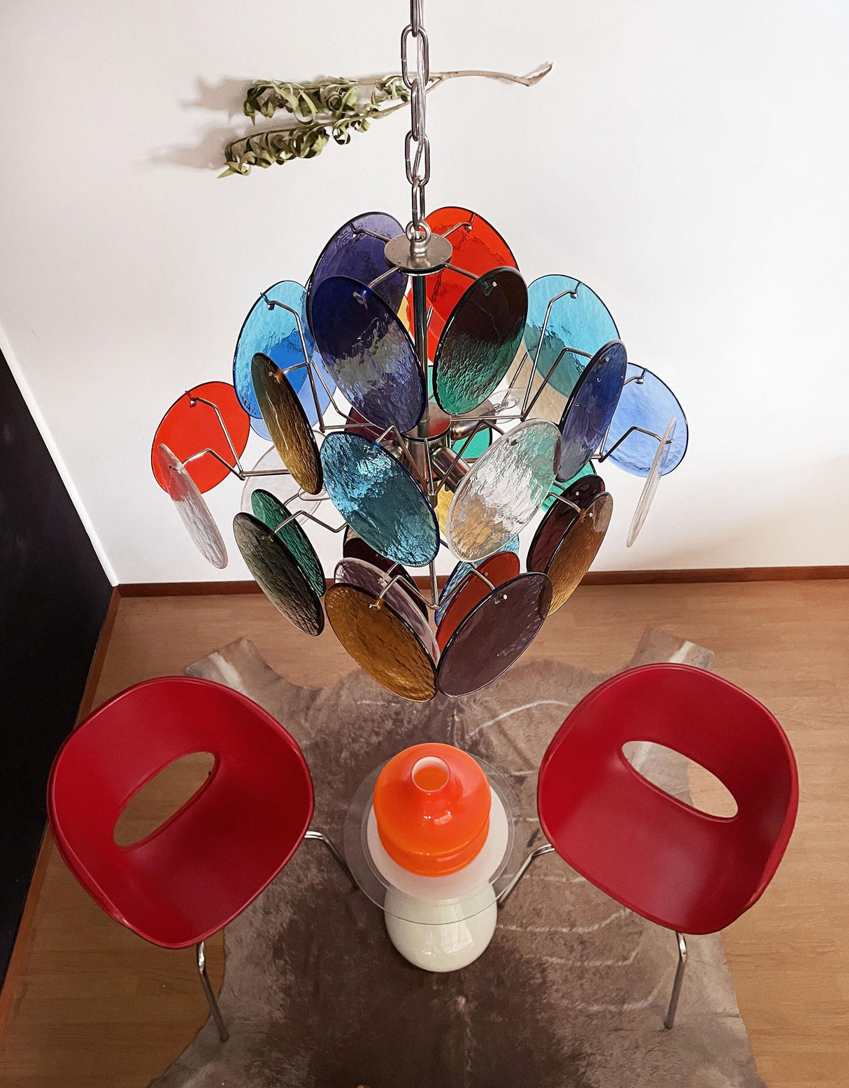 Vintage Murano Multicolored Disc Chandelier