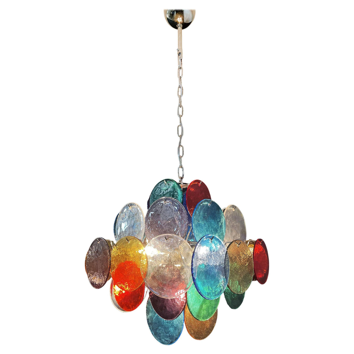 Vintage Murano Multicolored Disc Chandelier