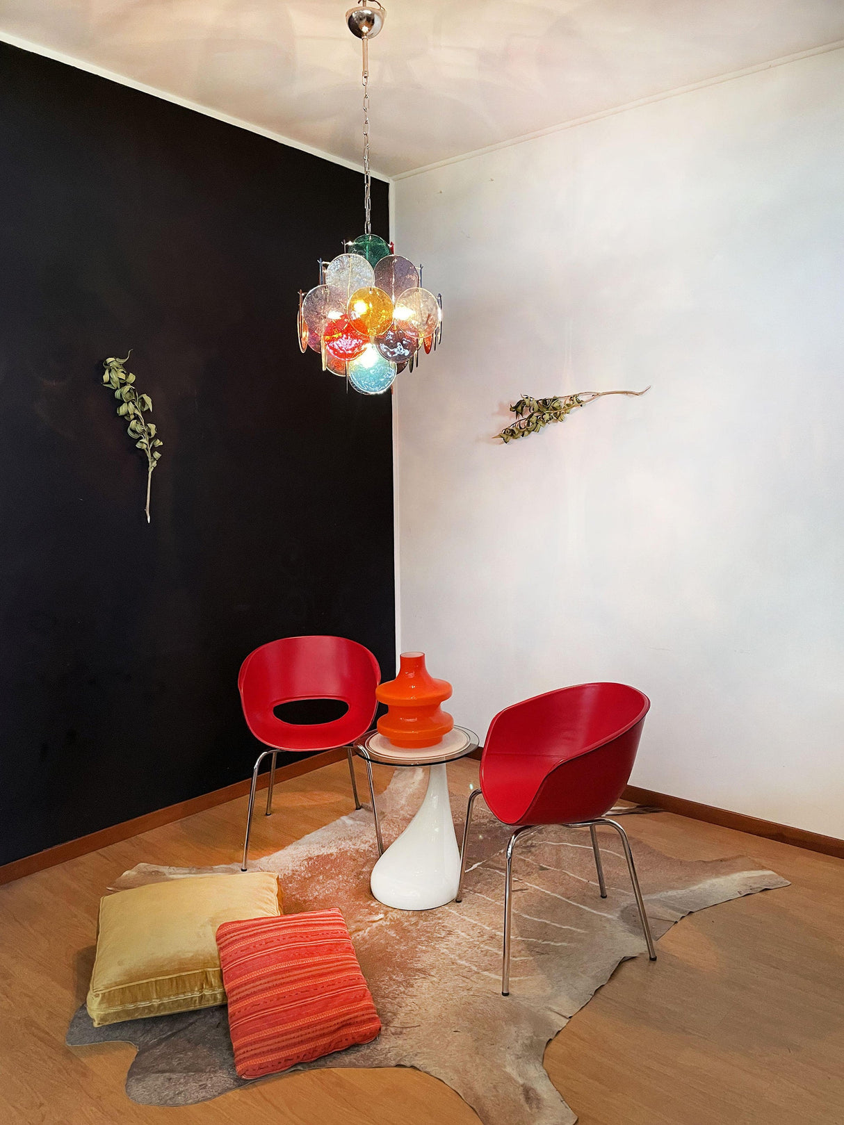 Vintage Murano Multicolored Disc Chandelier