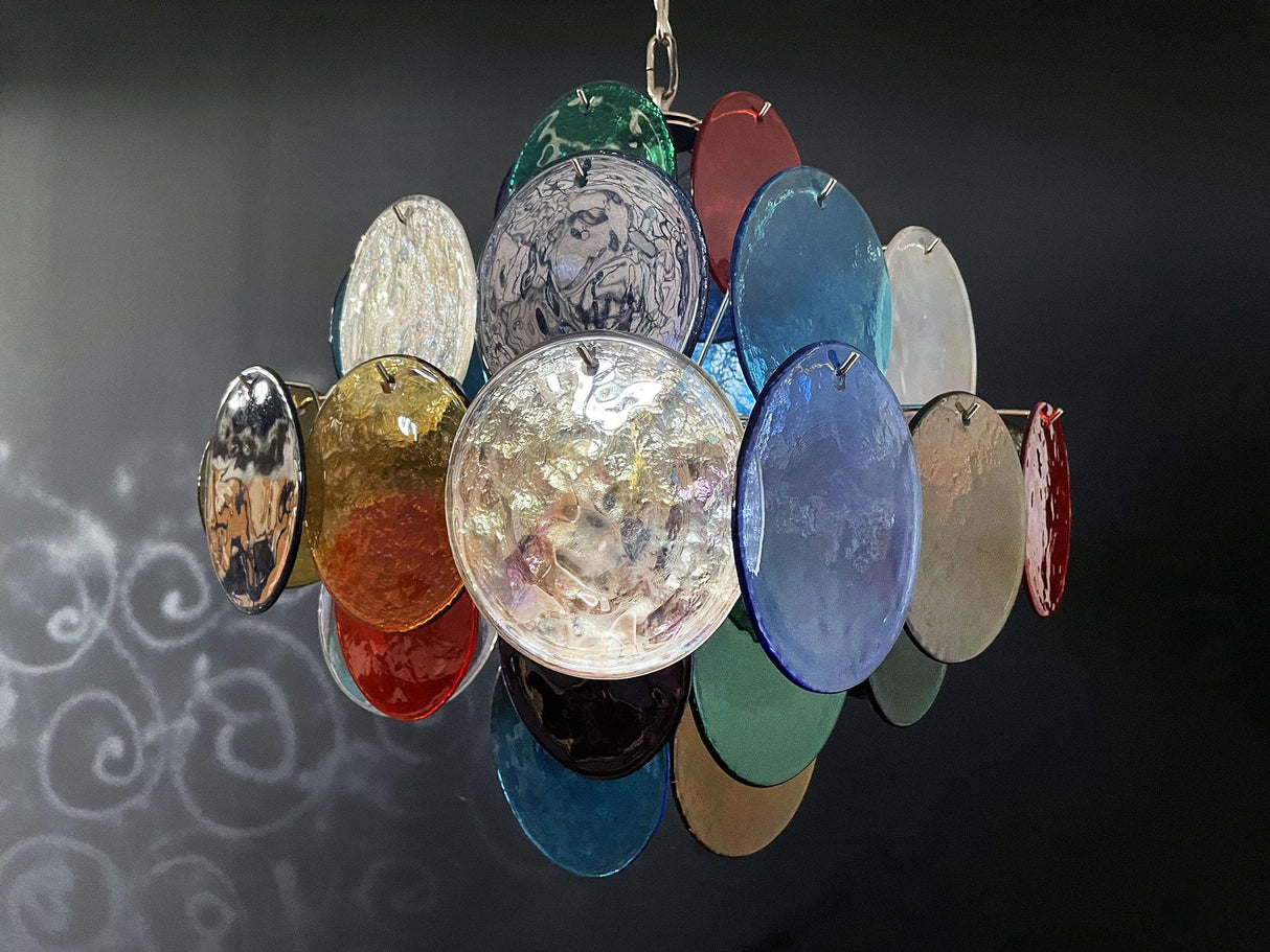 Vintage Murano Multicolored Disc Chandelier
