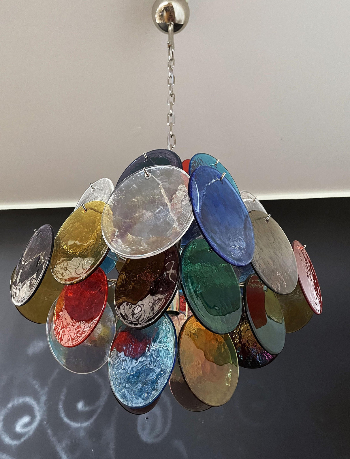 Vintage Murano Multicolored Disc Chandelier