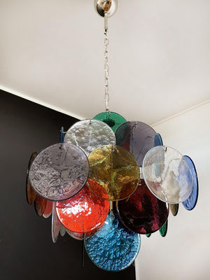 Vintage Murano Multicolored Disc Chandelier