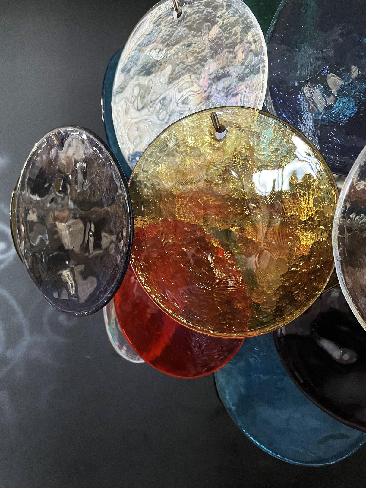 Vintage Murano Multicolored Disc Chandelier