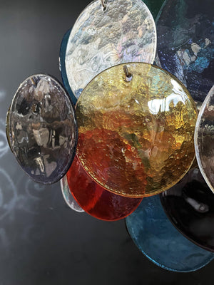 Vintage Murano Multicolored Disc Chandelier