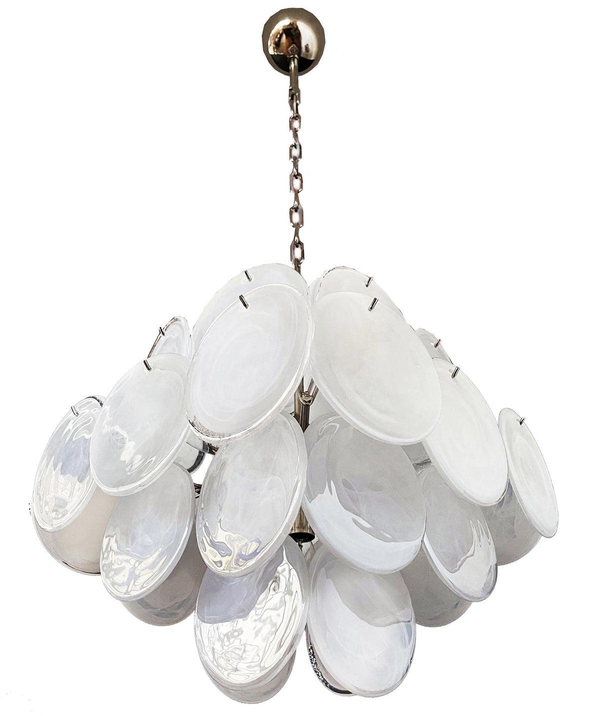 Vintage Murano White Glass Chandelier