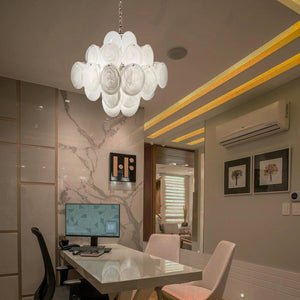 Vintage Murano White Glass Chandelier