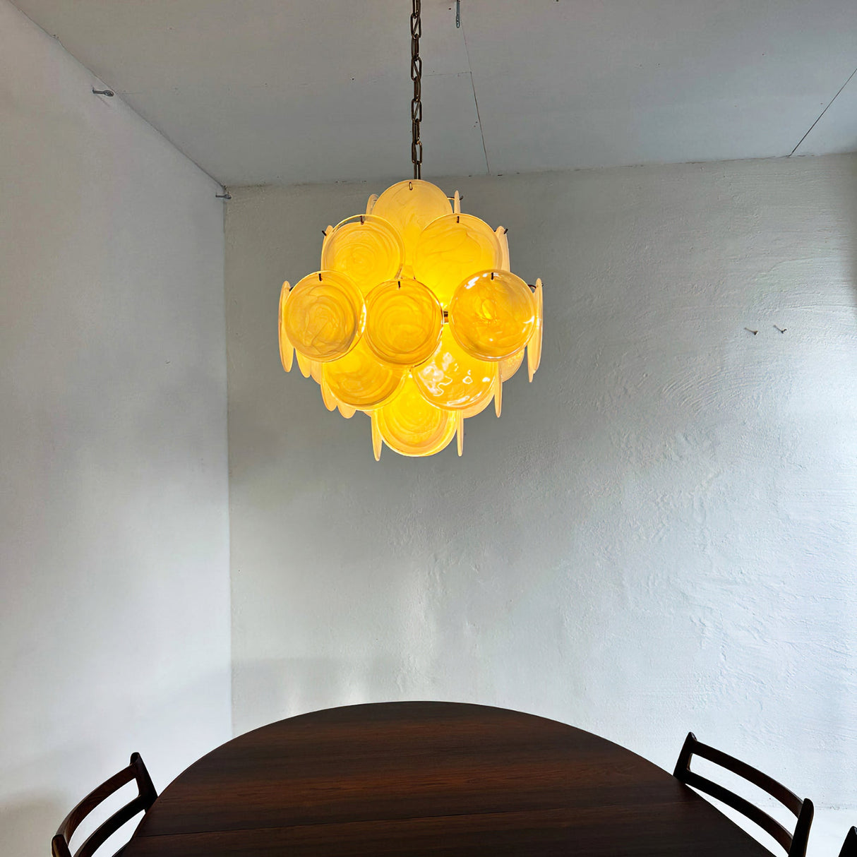 Vintage Murano White Glass Chandelier