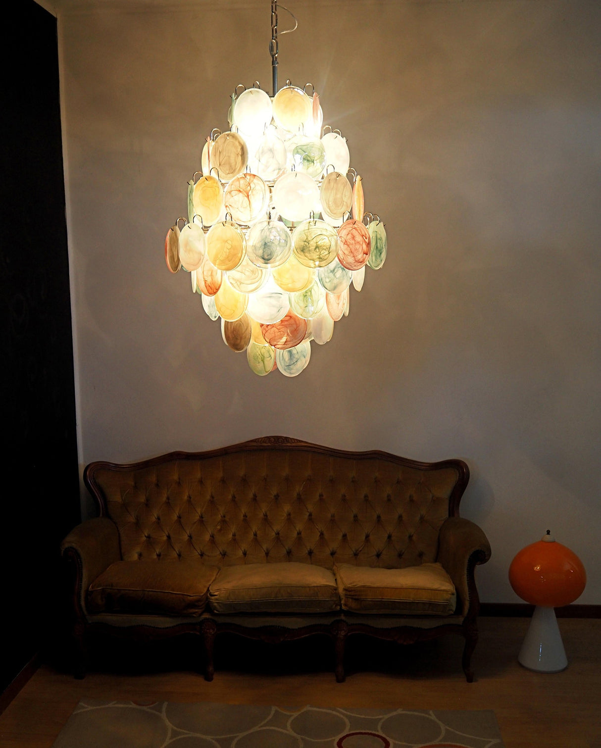 Vintage Murano Multicolored Disks Chandelier