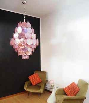 Vintage Murano Pink Disks Chandelier