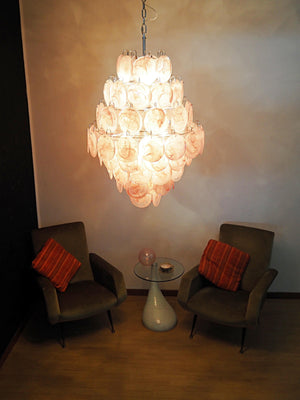 Vintage Murano Pink Disks Chandelier