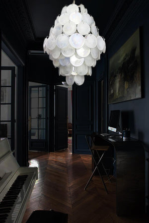 Vintage Murano White Disks Chandelier