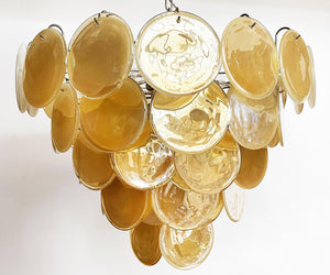 Elegant Murano Disc Gold Chandelier