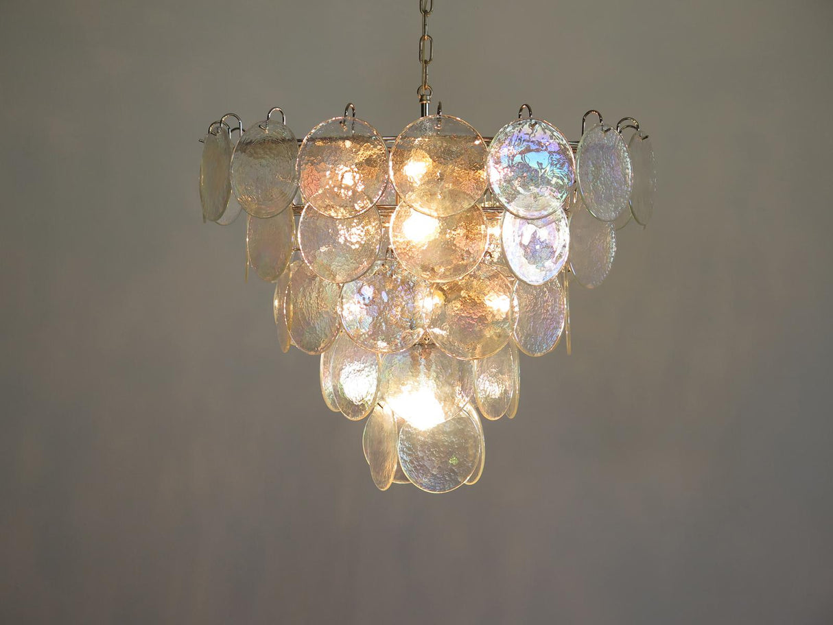 Elegant Murano Disc Iridescent Chandelier