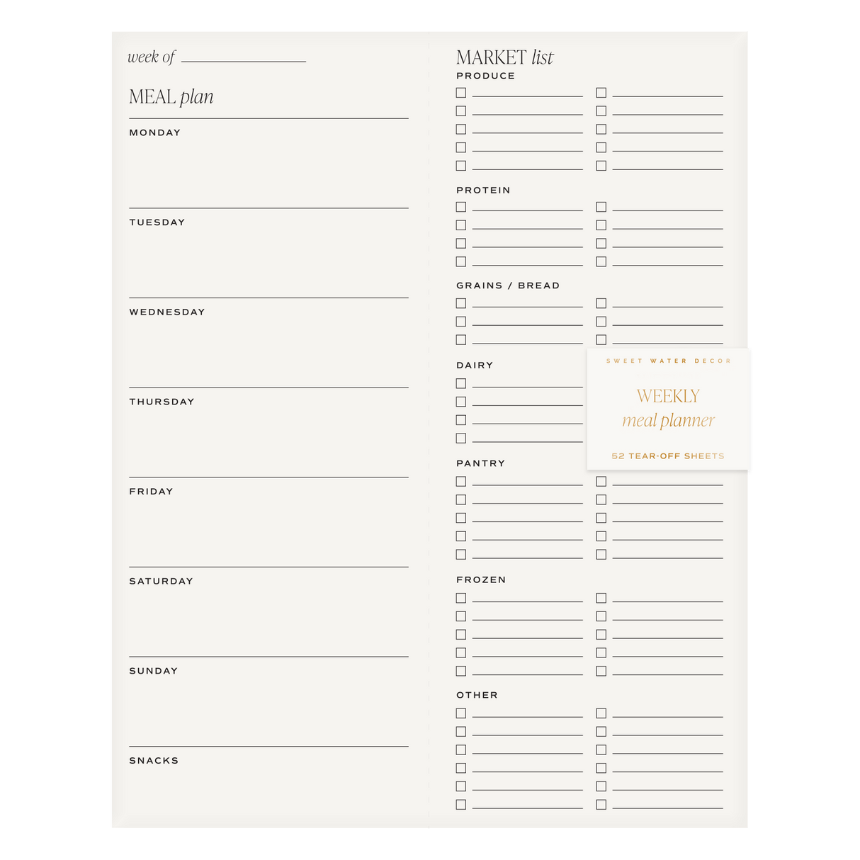 Weekly Meal Planner Notepad