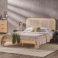 Neru Boho Curved Rattan-Headboard Bed Collection (Queen or King)