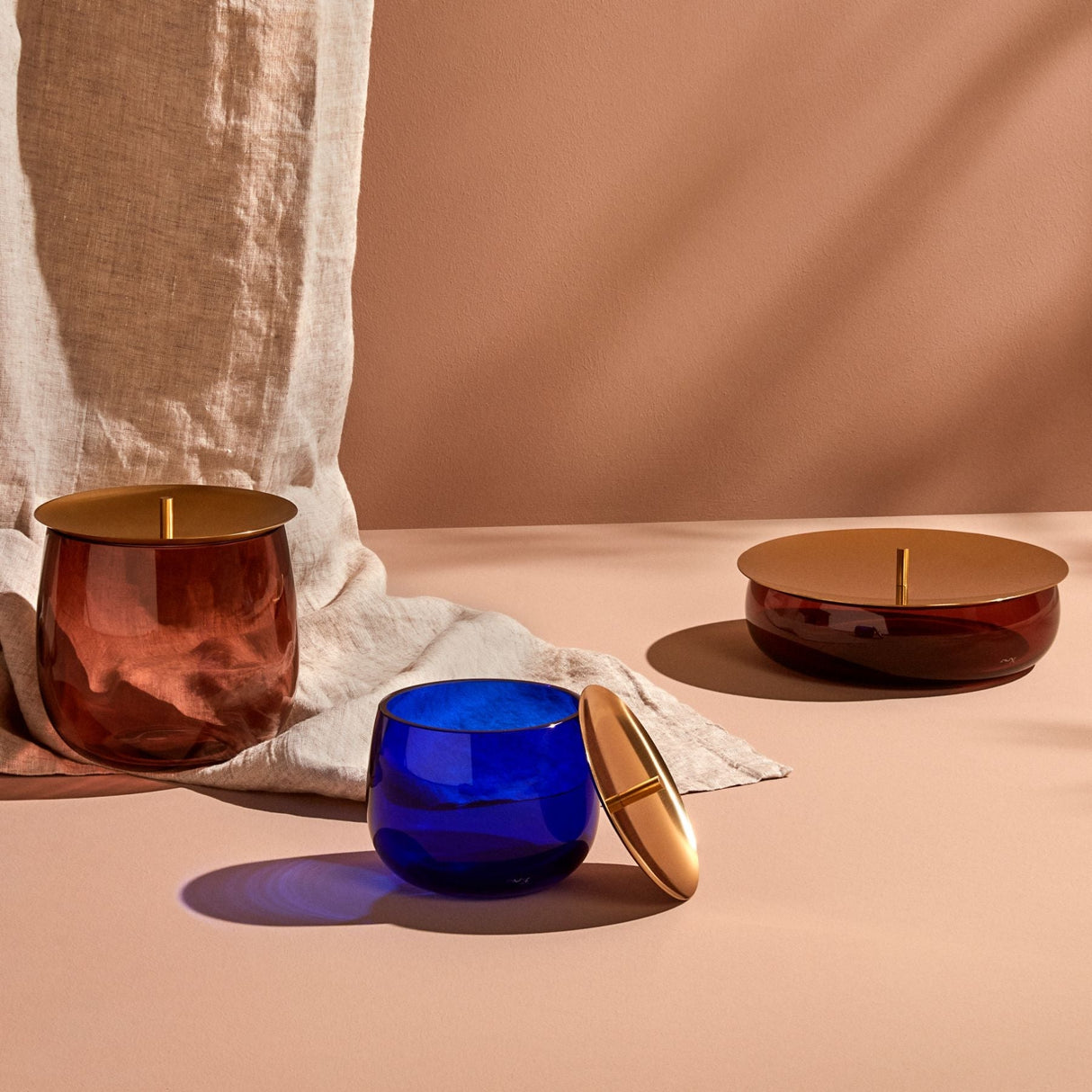 Beret Storage Box Small with Brass Lid Cobalt