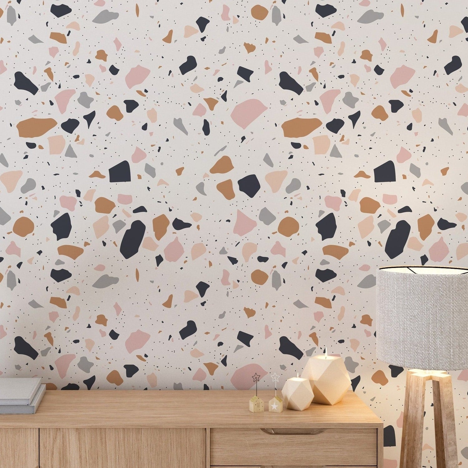 Modern Terrazzo Wallpaper - Chic Speckled Stone Pattern