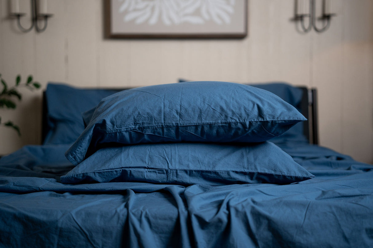 Crinkle Percale Organic Cotton Sheet Set + Pillowcases (Final Sale)
