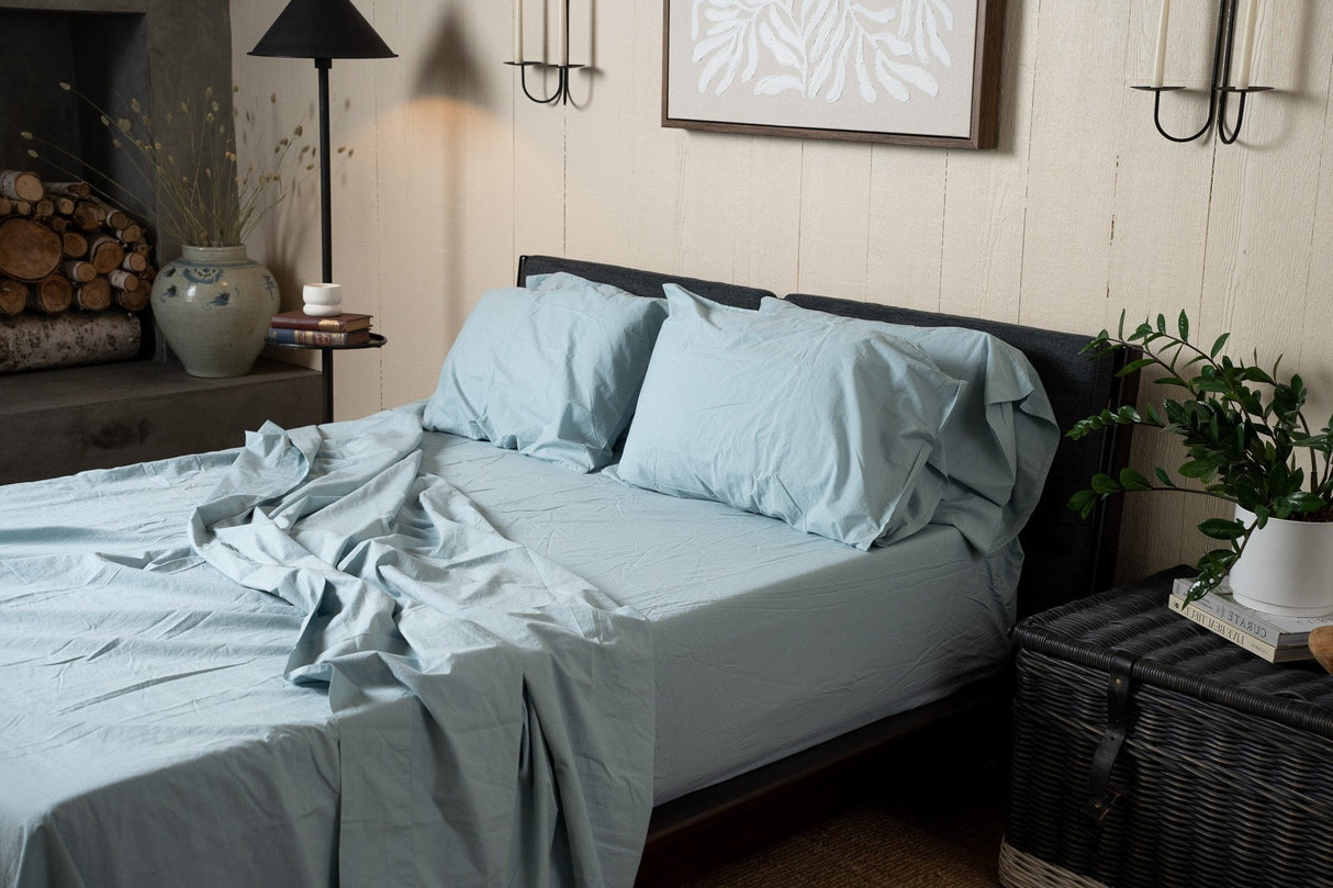 Crinkle Percale Organic Cotton Sheet Set + Pillowcases (Final Sale)