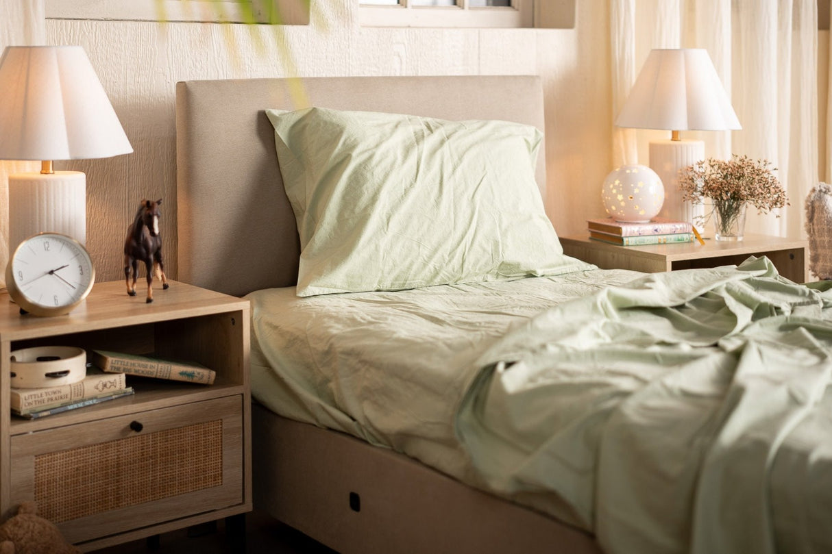 Kids Crinkle Percale Organic Cotton Sheet Set + Pillowcases