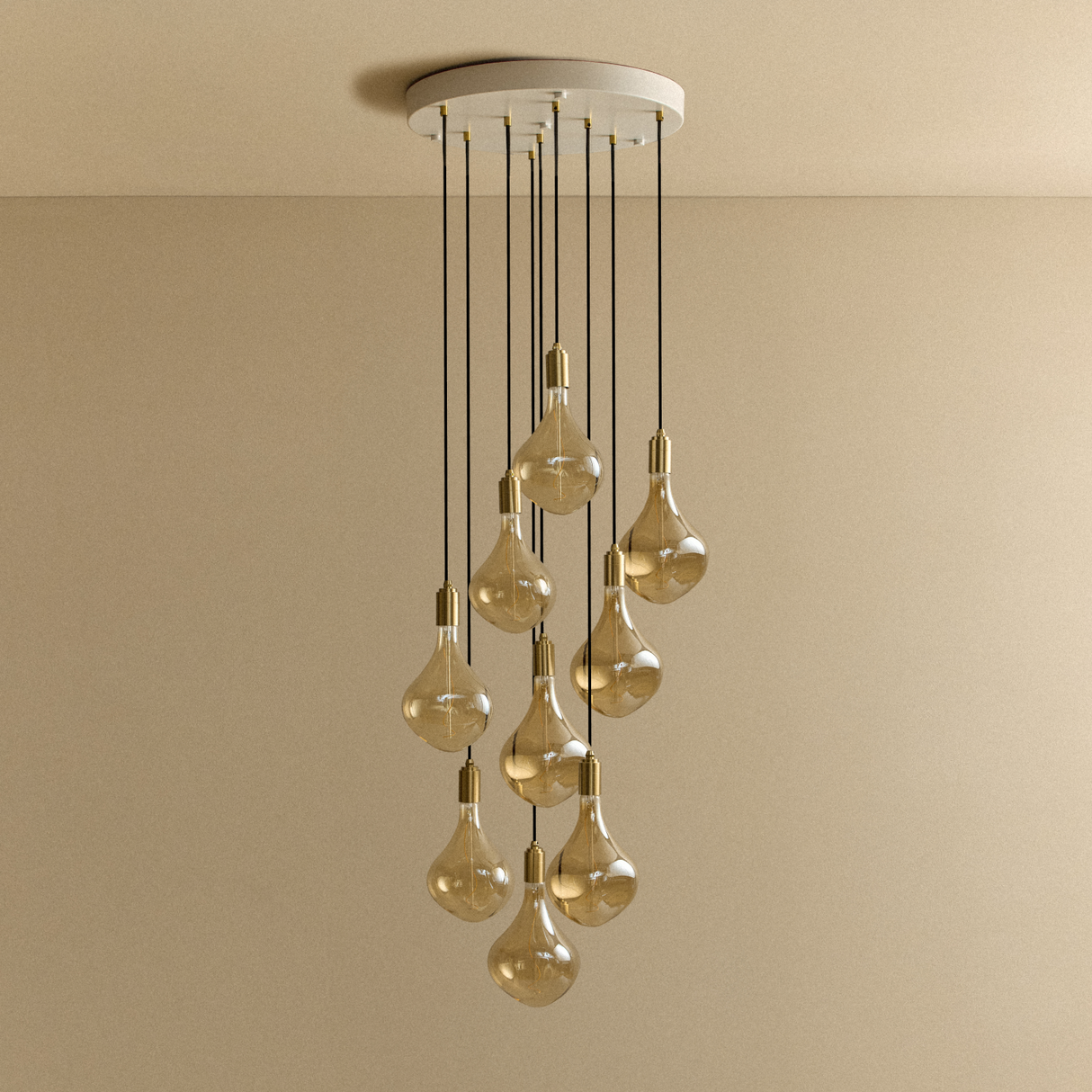 Nine Pendant in Brass + Voronoi II