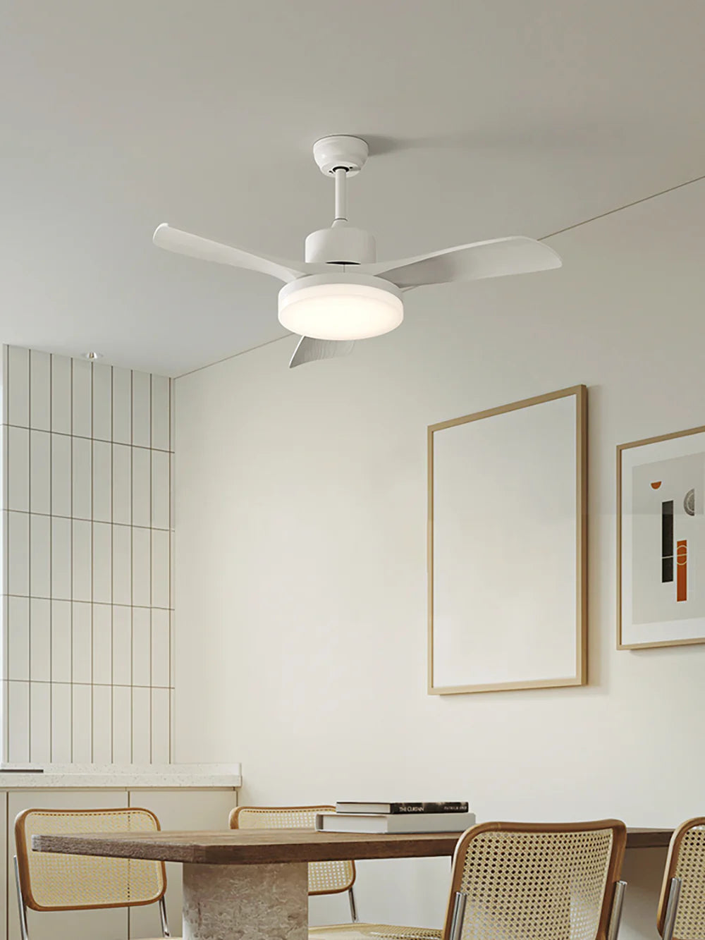 Nordic Fan Blade White Ceiling Fan Light