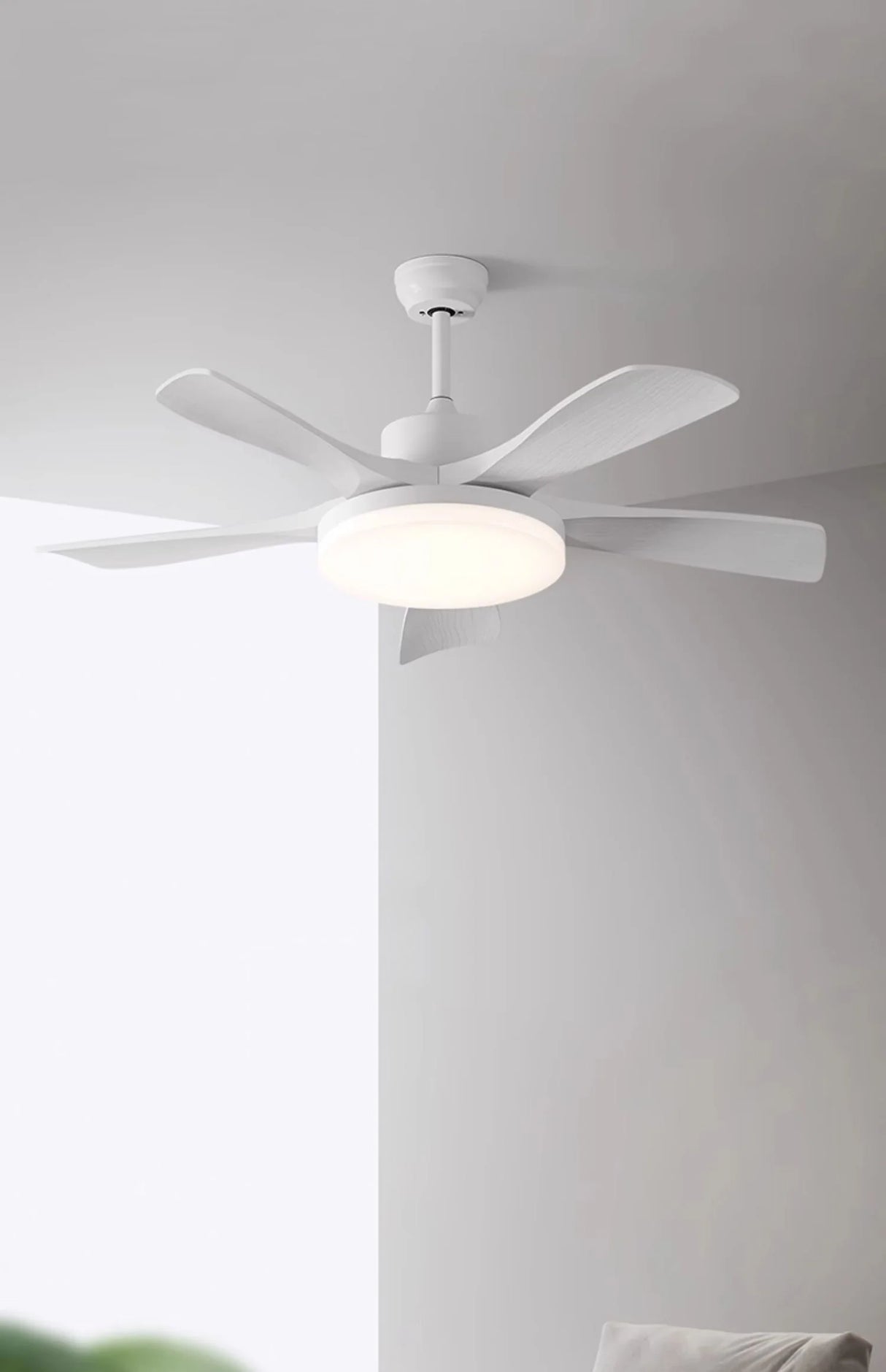Nordic Fan Blade White Ceiling Fan Light