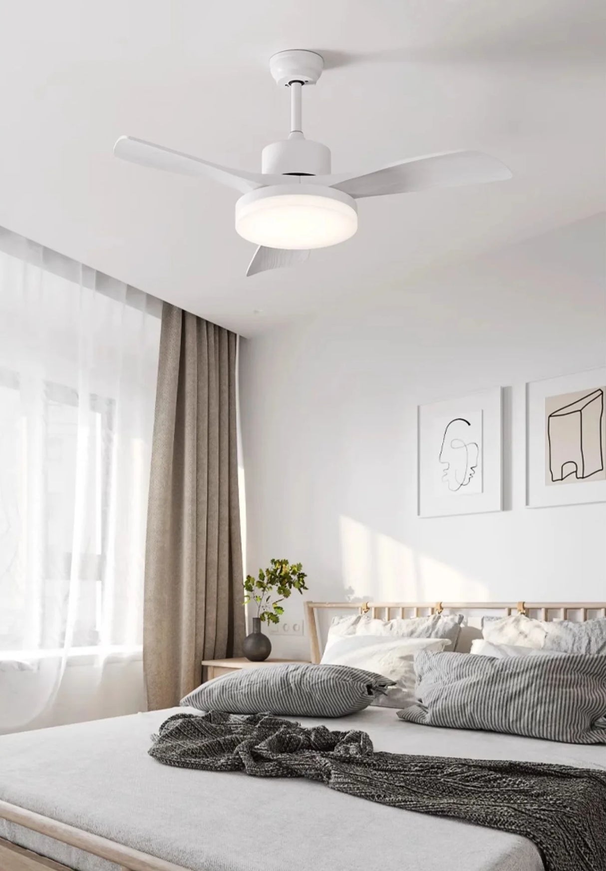 Nordic Fan Blade White Ceiling Fan Light