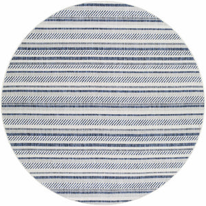 Olin White&Blue Striped Nordic Rug