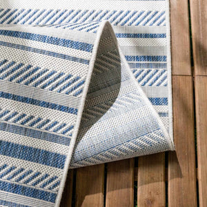 Olin White&Blue Striped Nordic Rug
