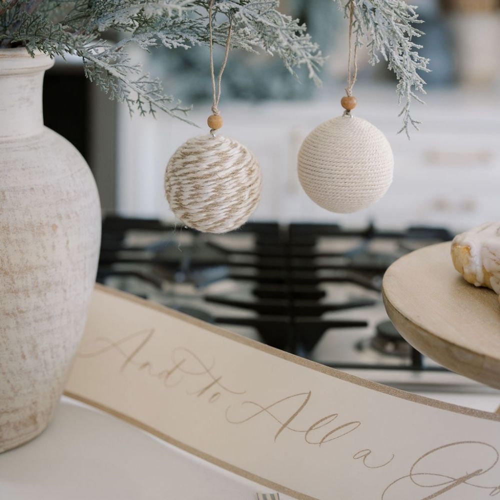 Natural Jute Wrapped Christmas Ornaments