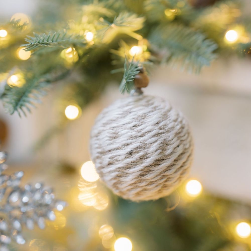 Natural Jute Wrapped Christmas Ornaments