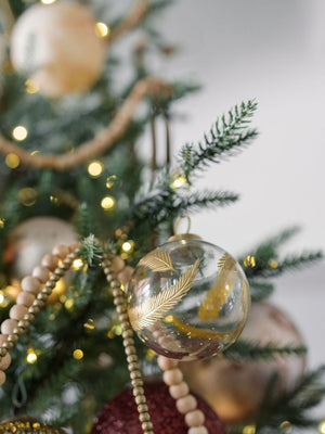 4" Artisan Glass Gold Etched Leaf Ornament