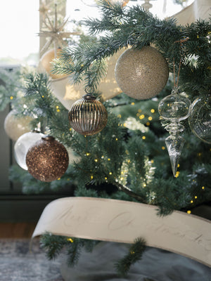 4" Mercury Ribbed Glass Antique Gold Ornament