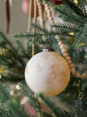 Marble Matte Cream Glass Ornament